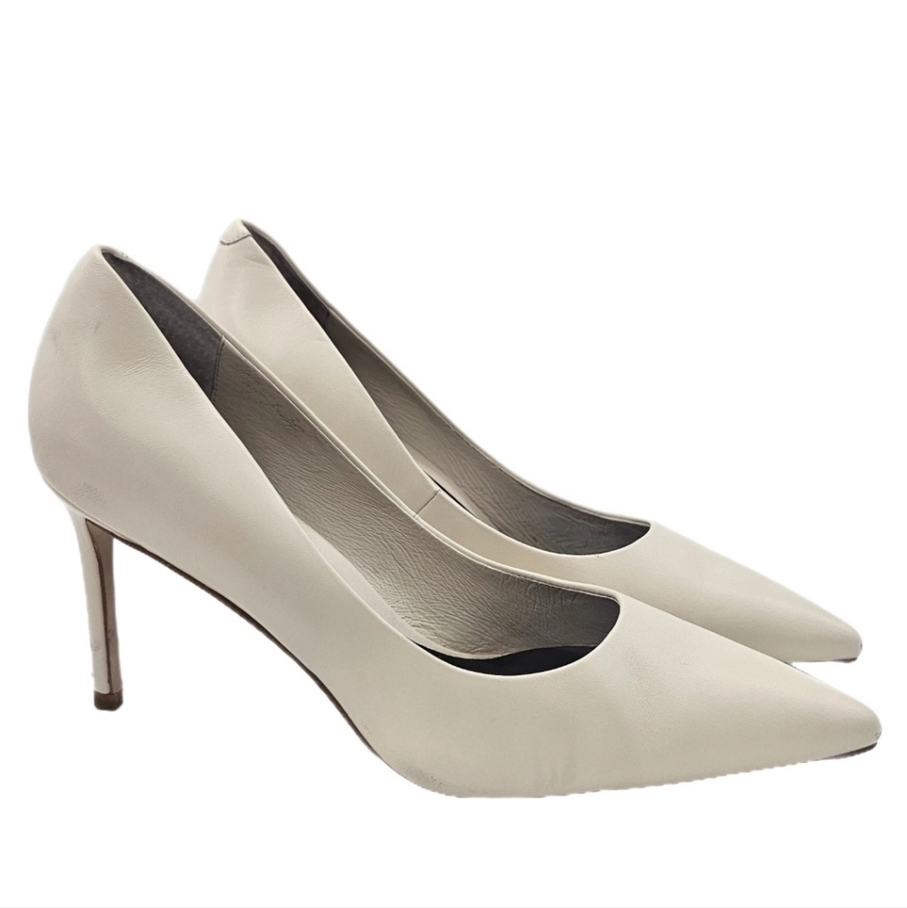 Jeffrey Campbell Nikia Ivory Leather Pointed Toe Stiletto Pumps Size 10 US / 41